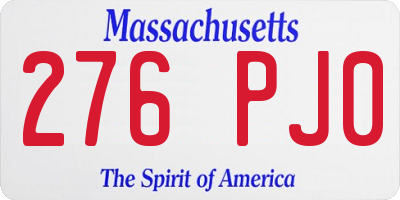 MA license plate 276PJ0
