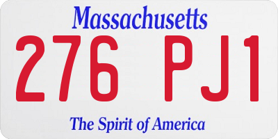 MA license plate 276PJ1