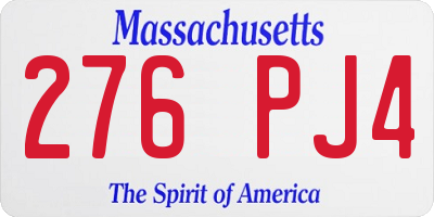 MA license plate 276PJ4