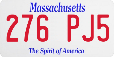MA license plate 276PJ5