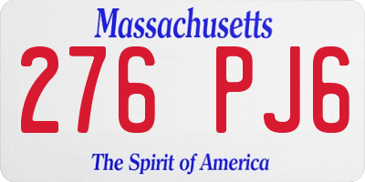 MA license plate 276PJ6