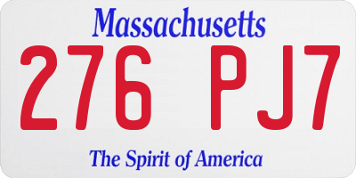 MA license plate 276PJ7