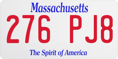 MA license plate 276PJ8