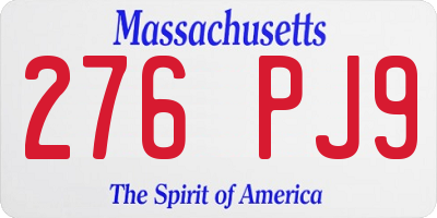 MA license plate 276PJ9