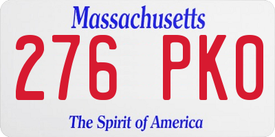 MA license plate 276PK0