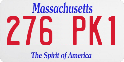 MA license plate 276PK1
