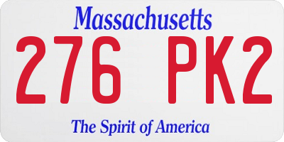 MA license plate 276PK2