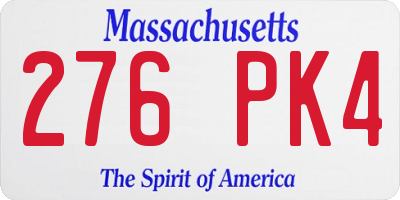 MA license plate 276PK4