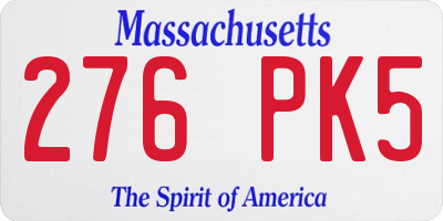 MA license plate 276PK5