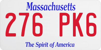 MA license plate 276PK6
