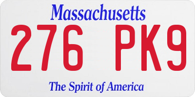 MA license plate 276PK9