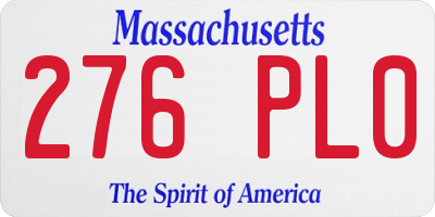 MA license plate 276PL0