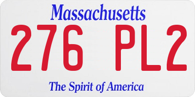 MA license plate 276PL2