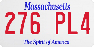 MA license plate 276PL4