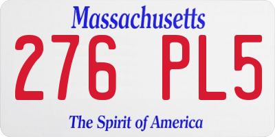MA license plate 276PL5