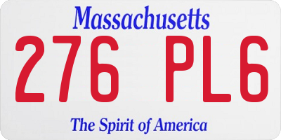 MA license plate 276PL6