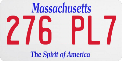 MA license plate 276PL7