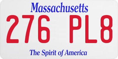 MA license plate 276PL8