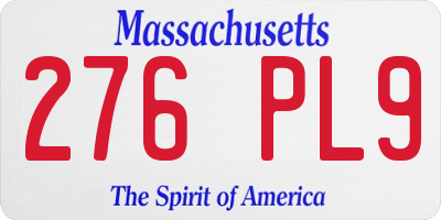 MA license plate 276PL9