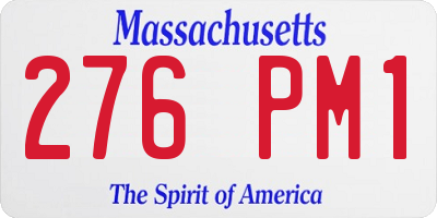 MA license plate 276PM1