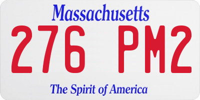 MA license plate 276PM2