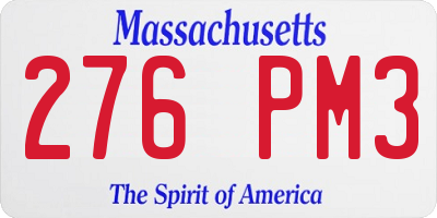 MA license plate 276PM3