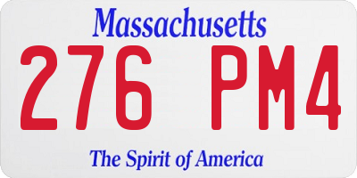 MA license plate 276PM4