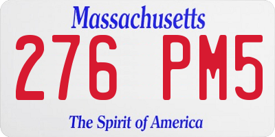 MA license plate 276PM5
