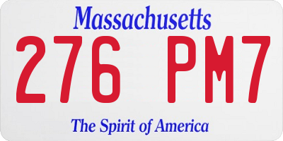 MA license plate 276PM7