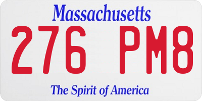 MA license plate 276PM8