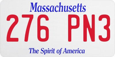 MA license plate 276PN3