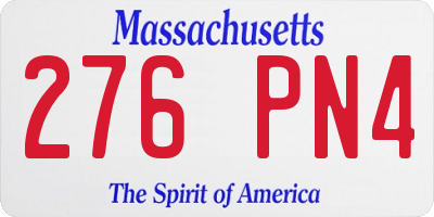 MA license plate 276PN4
