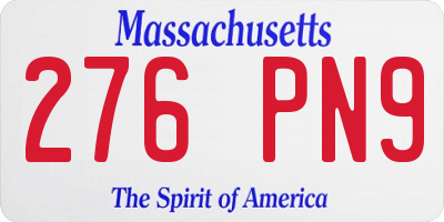 MA license plate 276PN9