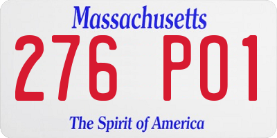 MA license plate 276PO1