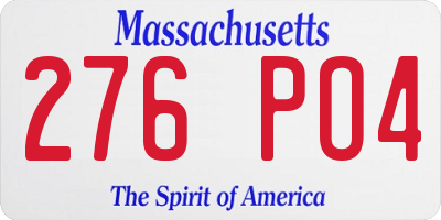 MA license plate 276PO4