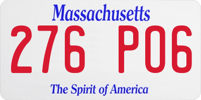 MA license plate 276PO6
