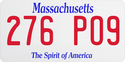 MA license plate 276PO9