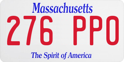 MA license plate 276PP0