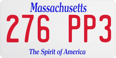 MA license plate 276PP3