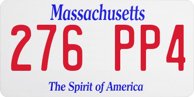 MA license plate 276PP4