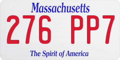 MA license plate 276PP7
