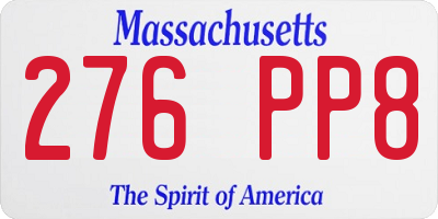 MA license plate 276PP8