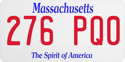 MA license plate 276PQ0