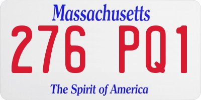 MA license plate 276PQ1