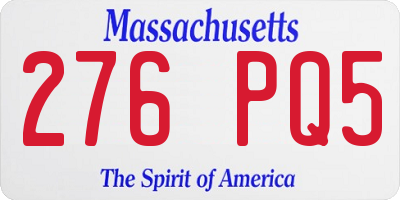 MA license plate 276PQ5