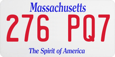 MA license plate 276PQ7