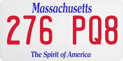MA license plate 276PQ8
