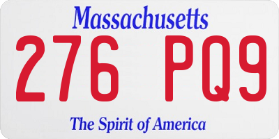 MA license plate 276PQ9