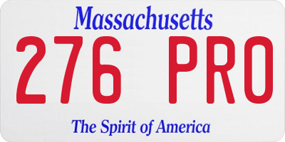 MA license plate 276PR0