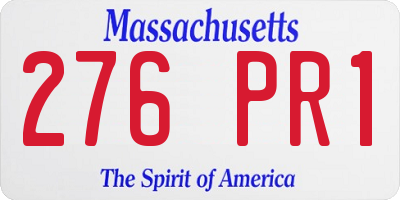 MA license plate 276PR1